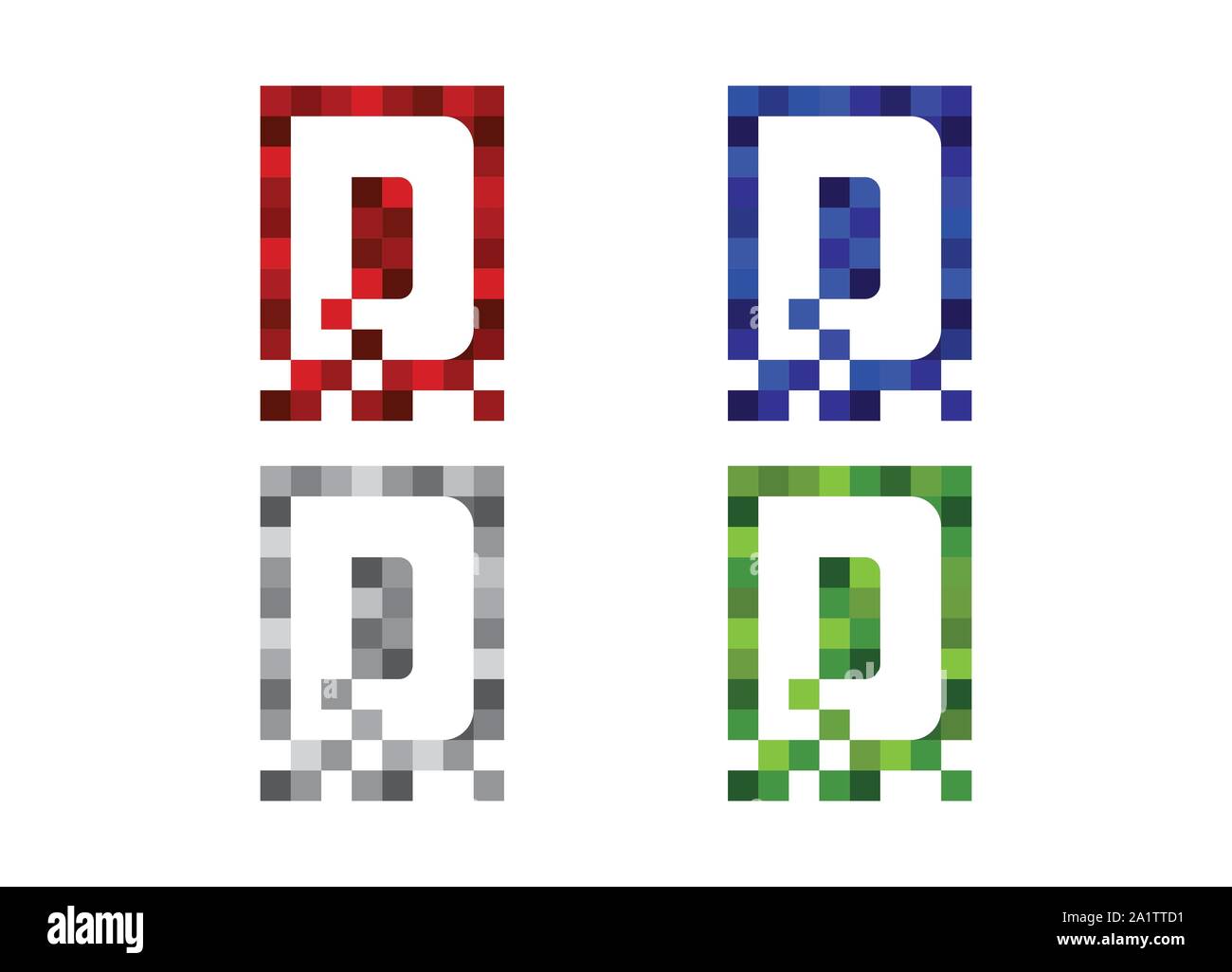 D Pixel letter logo design template Stock Vector