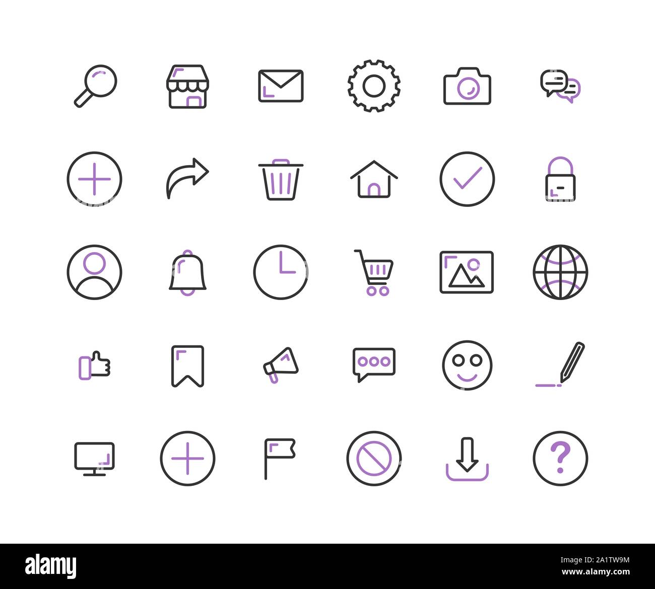 Web Interface outline icon set. Vector and Illustration. Stock Vector