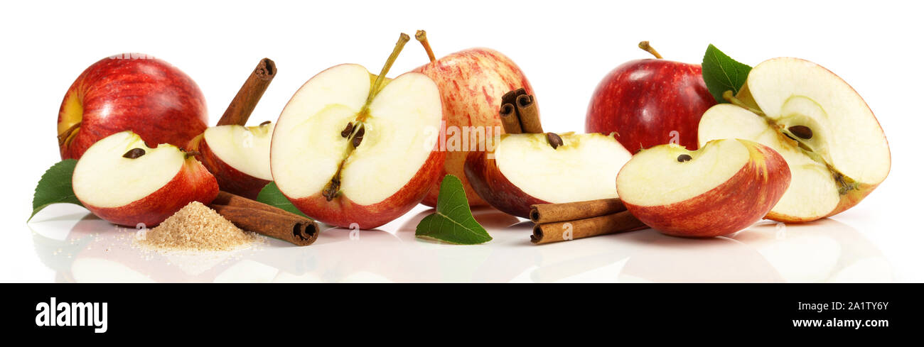 Apples Royal Gala - Panorama on white Background Stock Photo