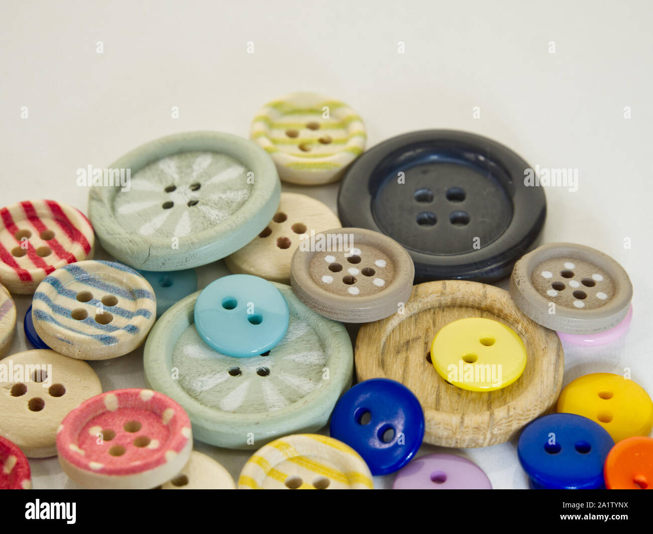 Colorful buttons on white background Stock Photo