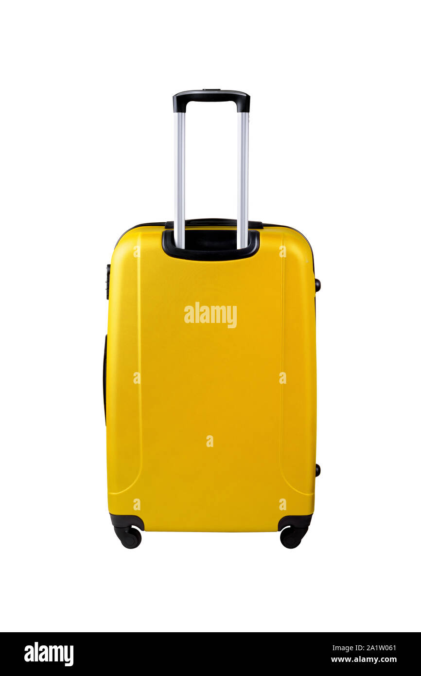 Yellow suitcase isolated on white background Stock Photo