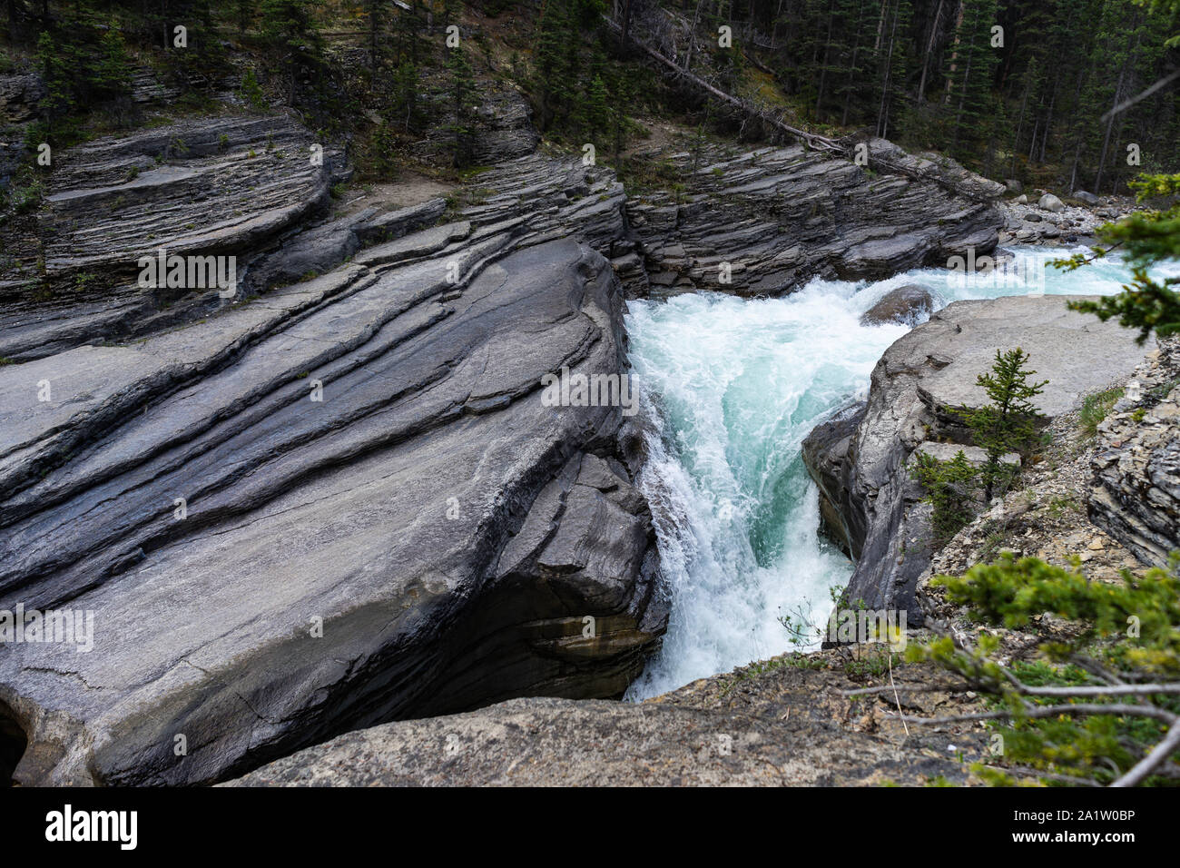 Icefield Parkway - Roadside with splitted rocks Stock Photo