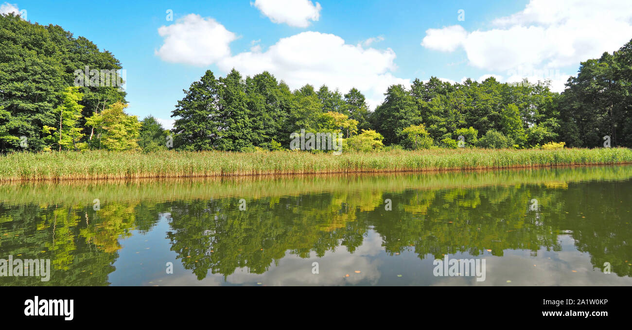 Mecklenburg Lake Plateau Panorama - Boat View Stock Photo