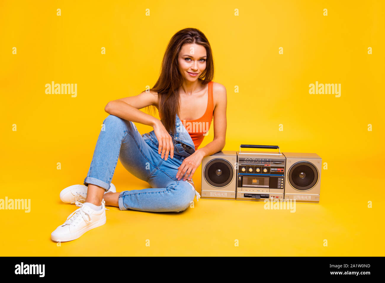 Portrait of nice cute adorable charming attractive cheerful girl Stock ...