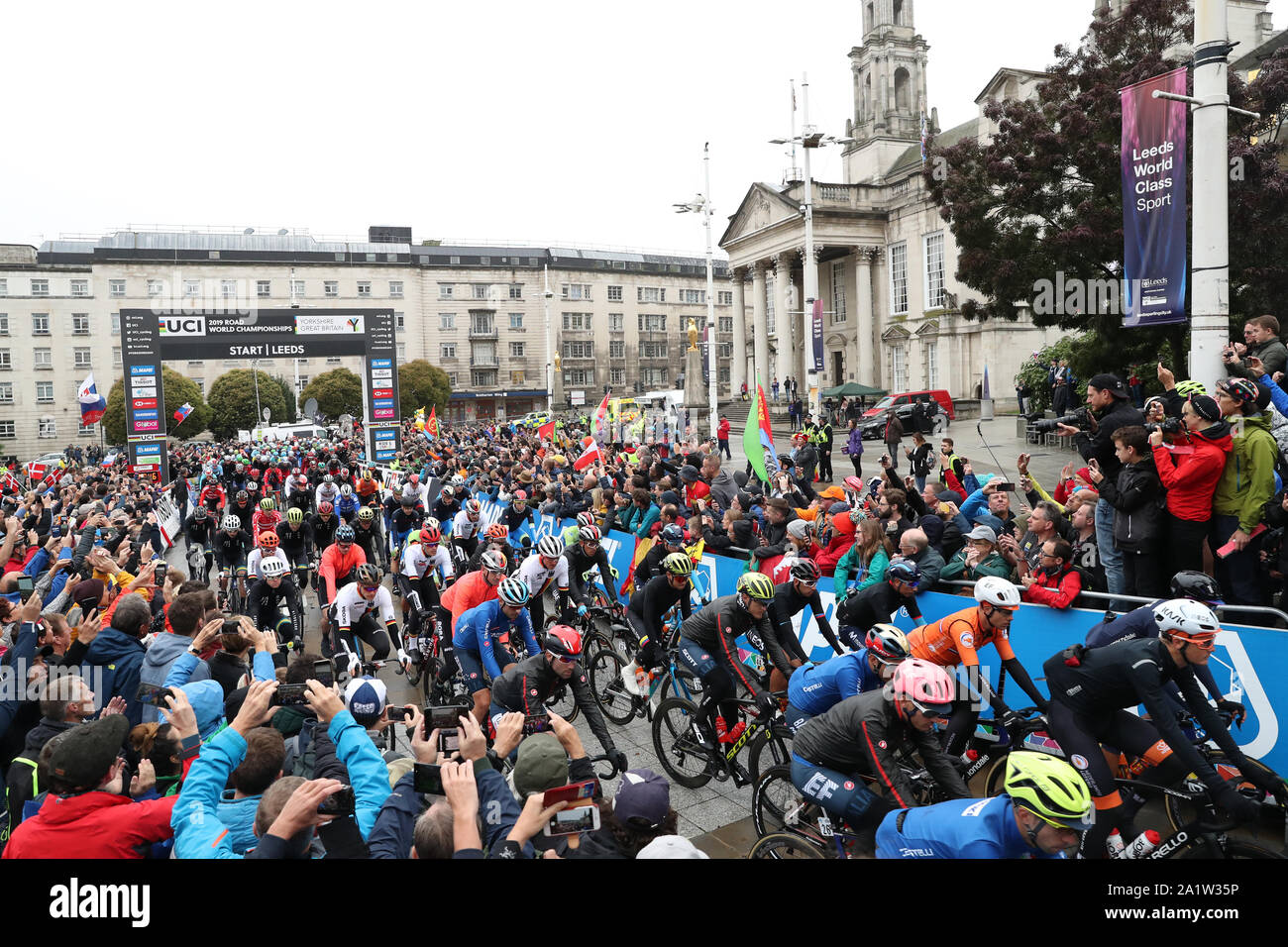 Harrogate Races Riders set off from the start during the Men's Elite Road Race from ...