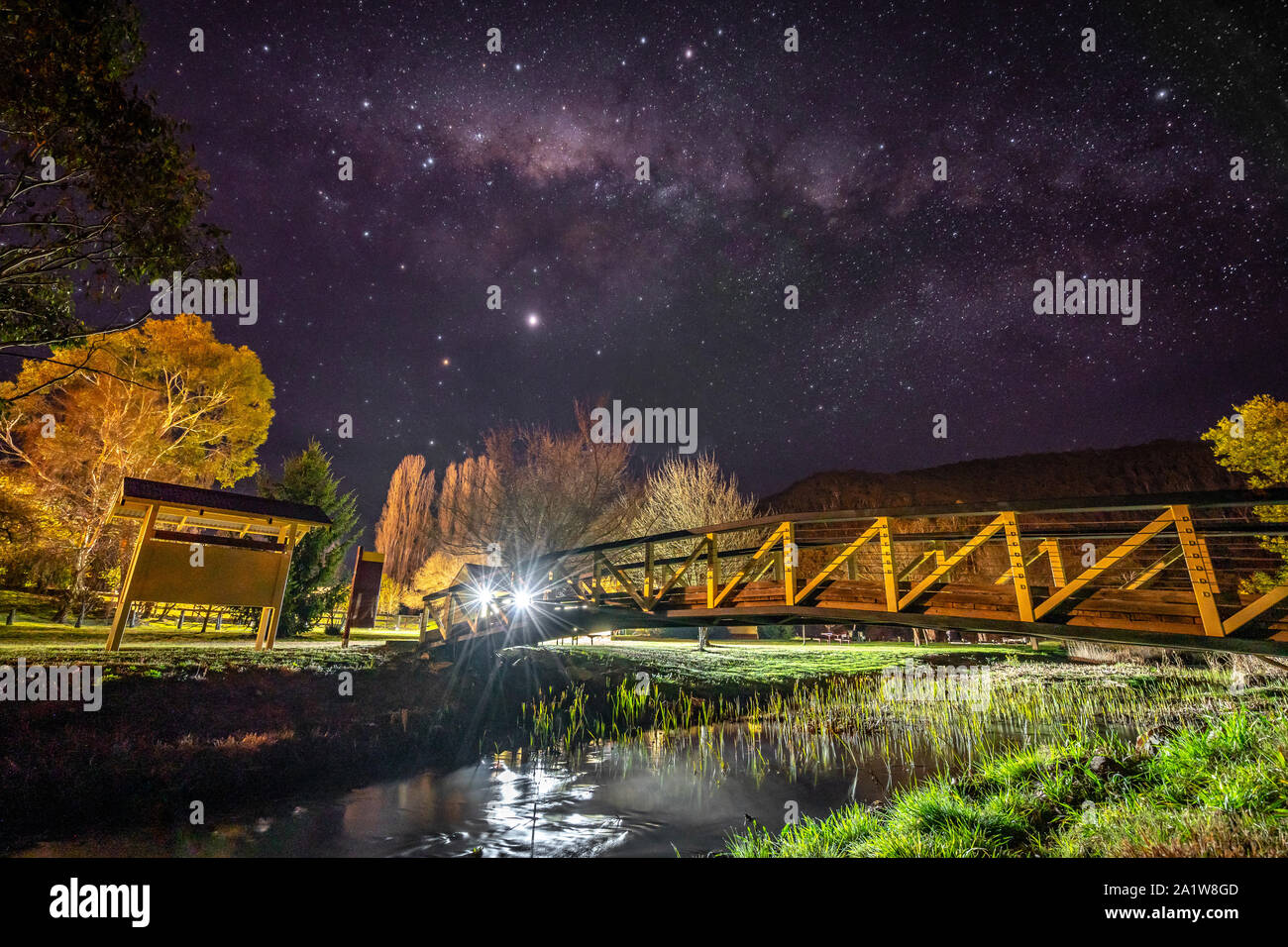 Milky way galaxy night sky in rural Australia Stock Photo