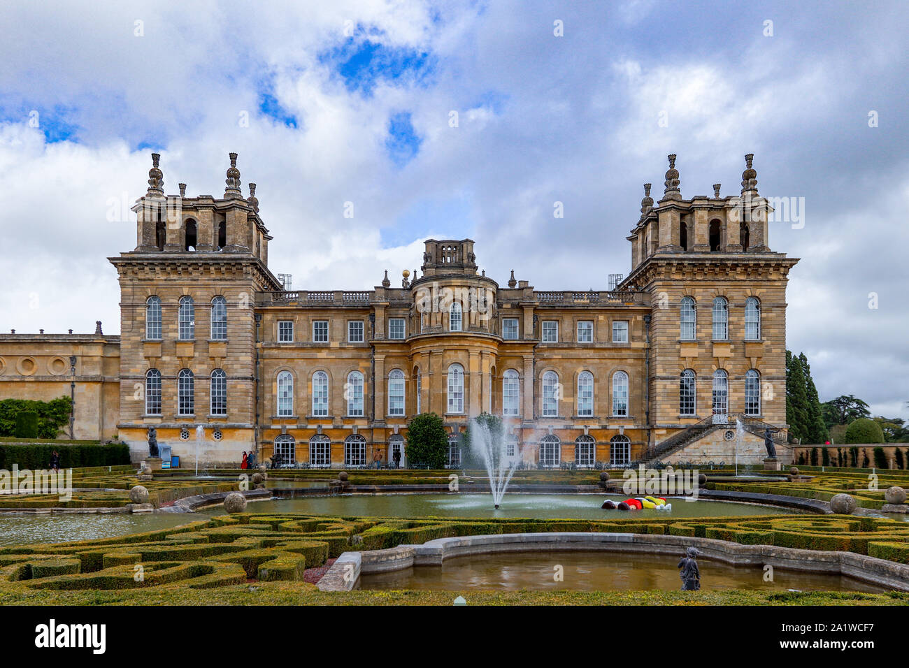 View of Blenheim Palace. The UK Stately home where the theft of Maurizio Cattelan's world famous 18 carot golden toilet art exhibition took place. Stock Photo