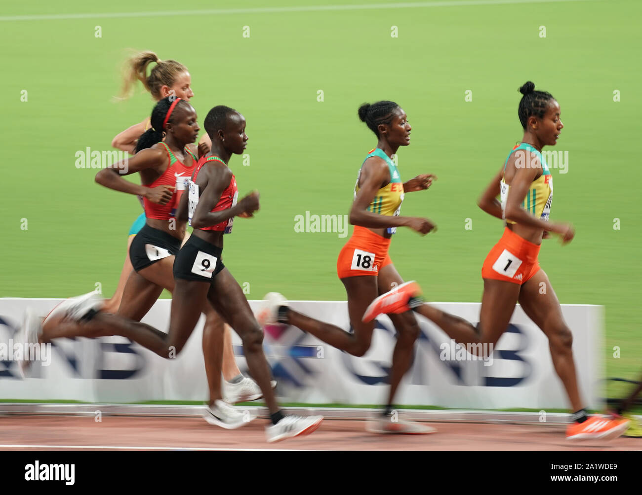 Doha, Qatar. 28th Sep, 2019. Athletes compete during the women's 10,000m final at the 2019 IAAF World Championships in Doha, Qatar, Sept. 28, 2019. Credit: Xu Suhui/Xinhua/Alamy Live News Stock Photo