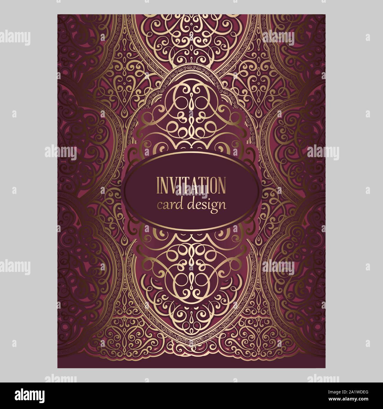 Wedding Invitation Card With Gold And Velvet Red Shiny Eastern And Baroque Rich Foliage Ornate Brocade Background For Your Design Intricate Design T Stock Vector Image Art Alamy