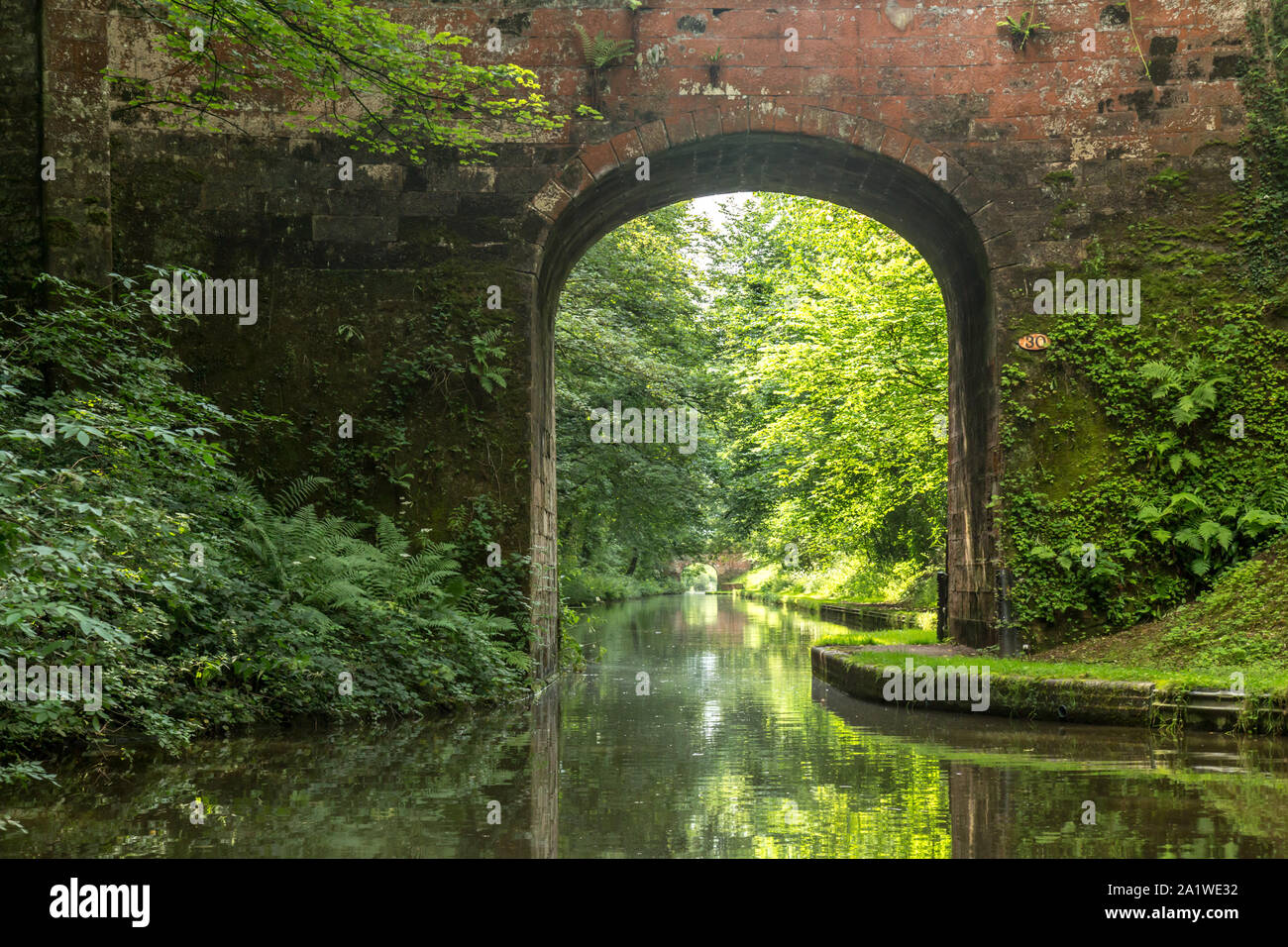 A brick built bridge over  The Shropshire Union Canal in England. Stock Photo