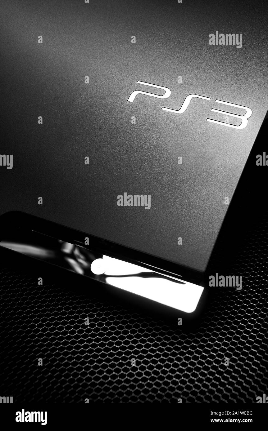 Sony PlayStation 3 game console, next generation. It has now be replaced by newer Playstation 4 and soon in 2020 will be replaced by Playstation 5. Wr Stock Photo