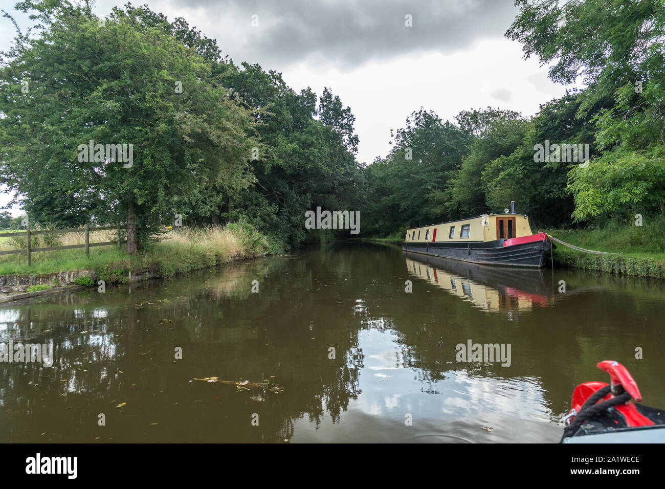 A Narrow Boats, or Barge, on The Shropshire Union Canal in England. Stock Photo