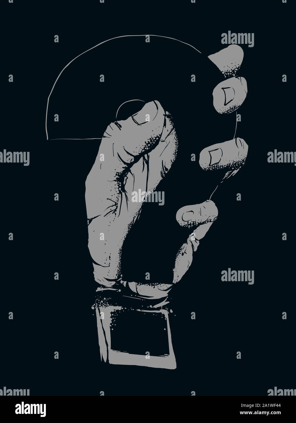 Stencil Illustration of a Hand Holding a Question Mark Stock Photo - Alamy