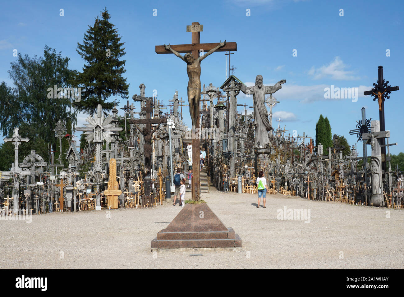 Is a place of pilgrimage and a tourist destination that is located near the Lithuanian city of Šiauliai, is a small hill on which stand many crosses Stock Photo