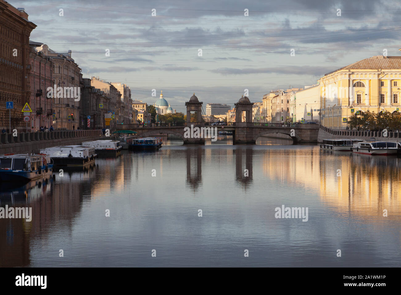 Lomonosov Bridge, Fontanka River, St. Petersburg, Russia. Stock Photo