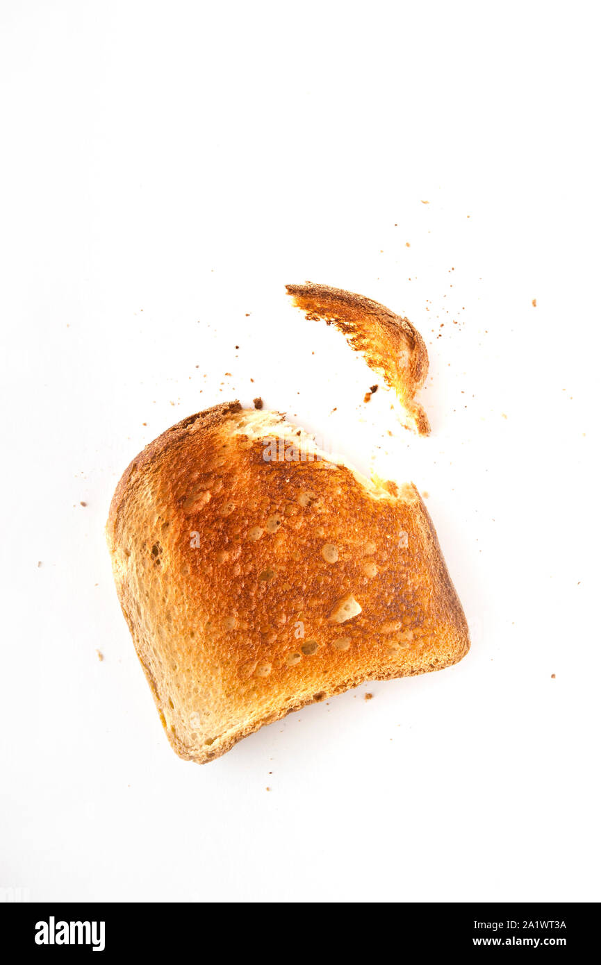 a slice of toast bread browned, isolated Stock Photo