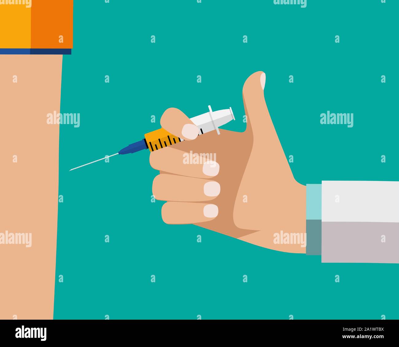 Vaccination concept flat background. Medical awareness flu, polio influenza poster. Vector Illustration Stock Vector