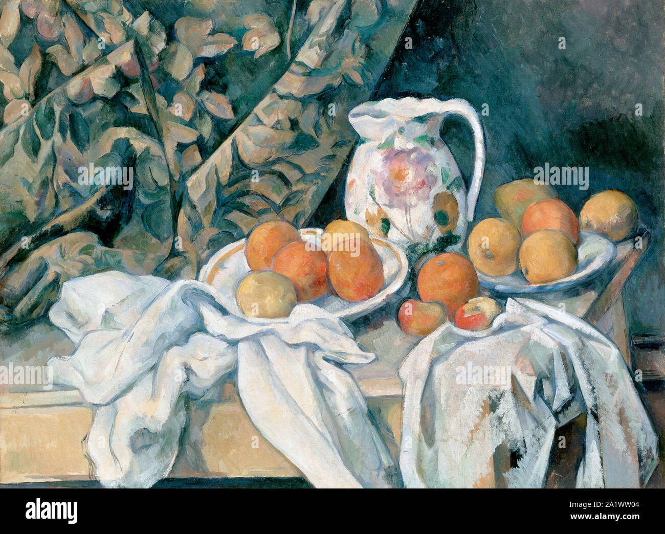 Still Life with a Curtain (1895) by Paul Cézanne Stock Photo