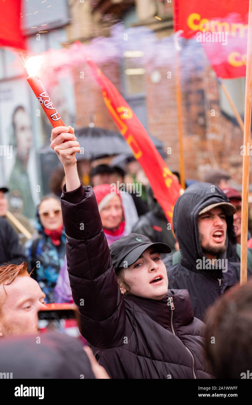 Manchester, UK. 29th September, 2019. Thousands of people filled the streets of Manchester city centre, in the north west of England, to protest against the Conservative Party Conference which is being held in the city at the Manchester Central Convention Complex. Credit: Christopher Middleton/Alamy Live News Stock Photo