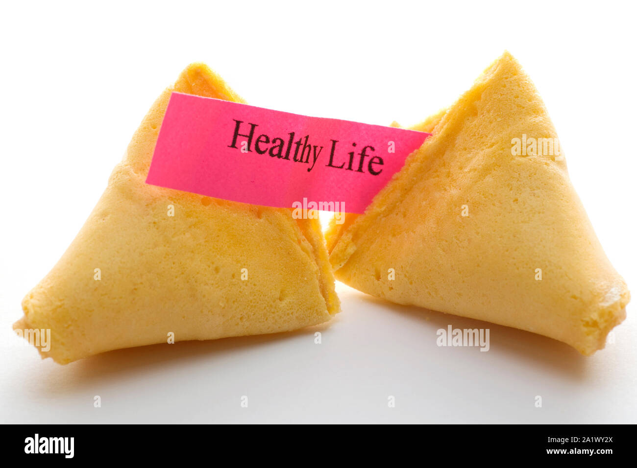 Chinese fortune cookie Healthy Life isolated on white background