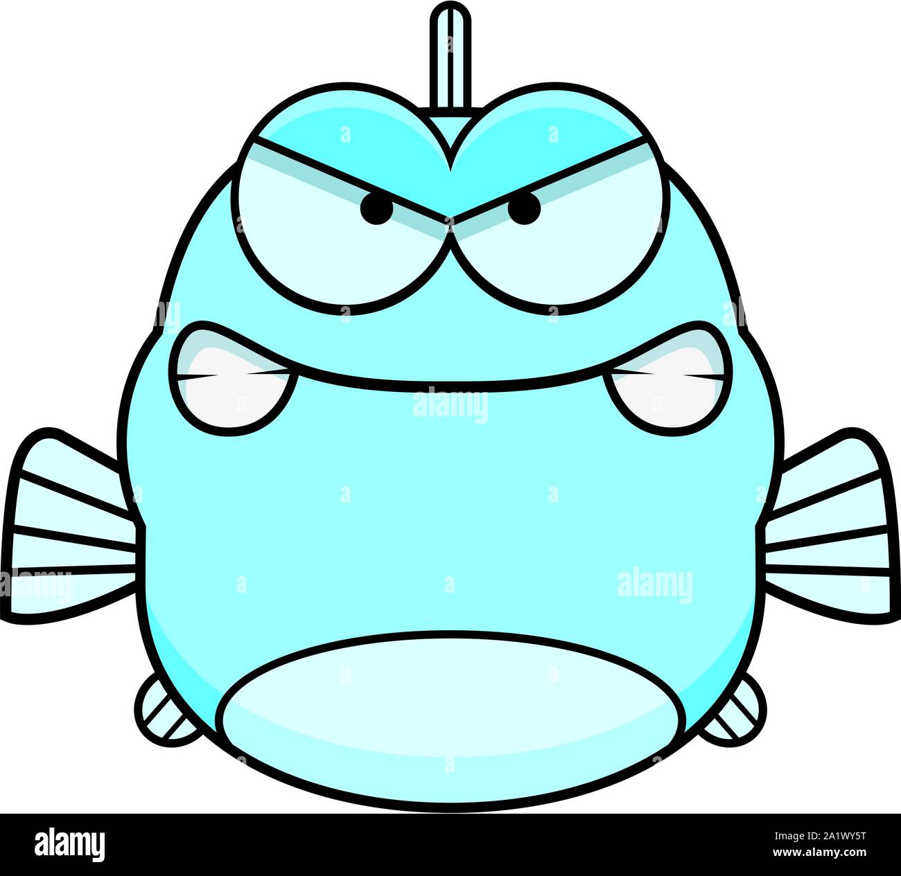 A cartoon illustration of a fish looking angry. Stock Vector
