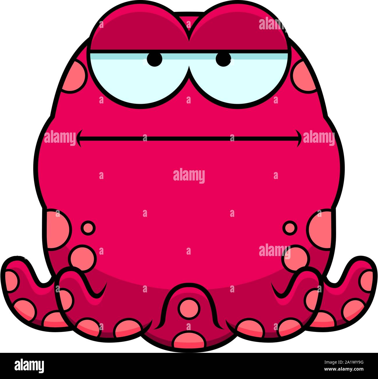 A cartoon illustration of a octopus looking bored. Stock Vector