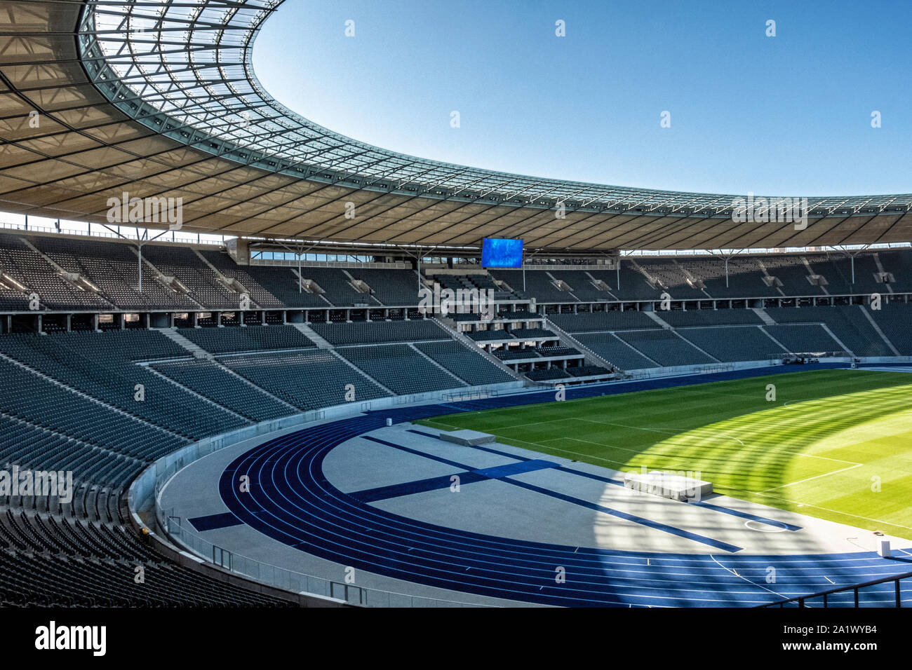 Olympic Stadium, OlympiaStadion interior- a monumental Nazi-era Stadium built for the 1936 Olympic Games in Westend, Berlin by Architect Werner March. Stock Photo