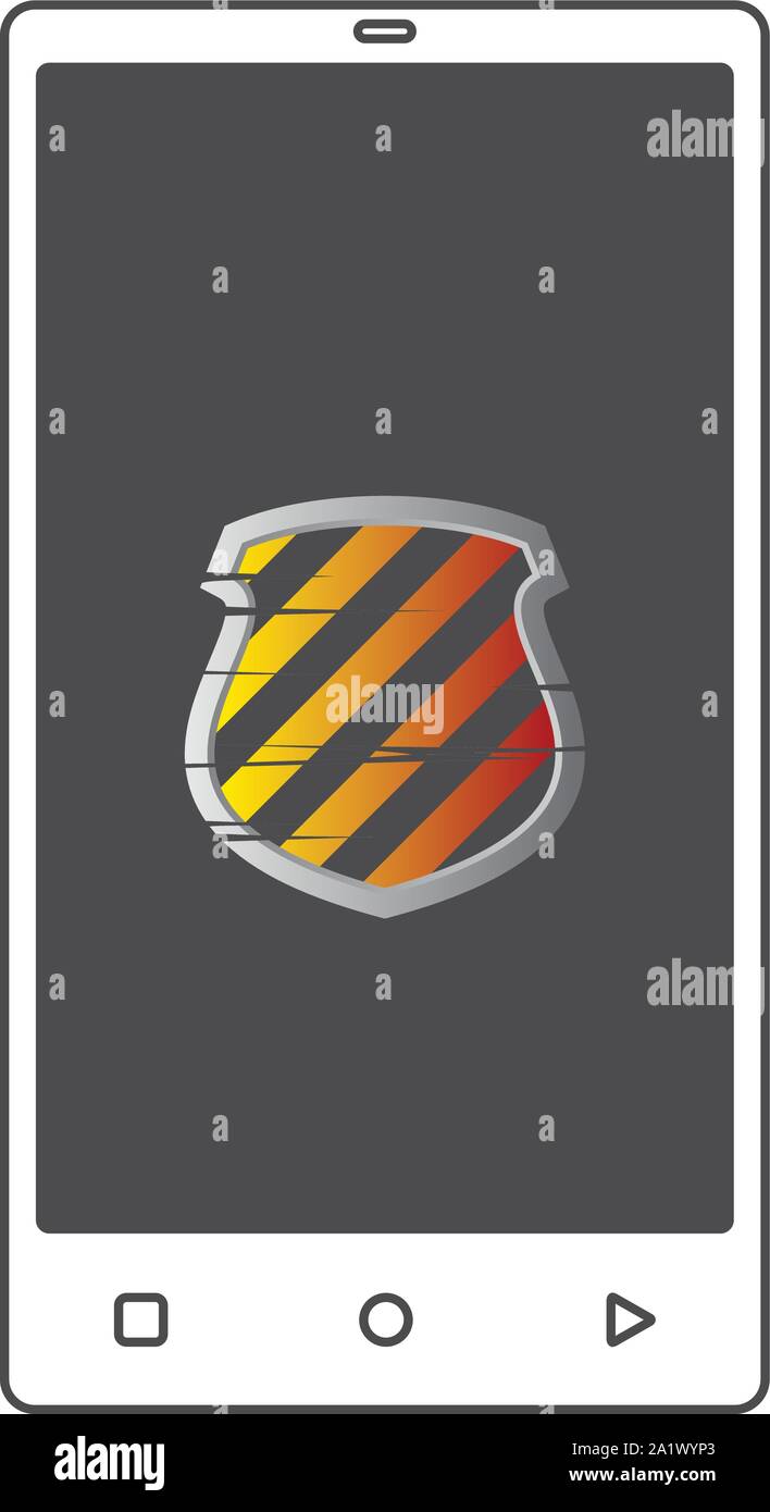 mobile hand phone theme shield anti virus guard security vector Stock ...
