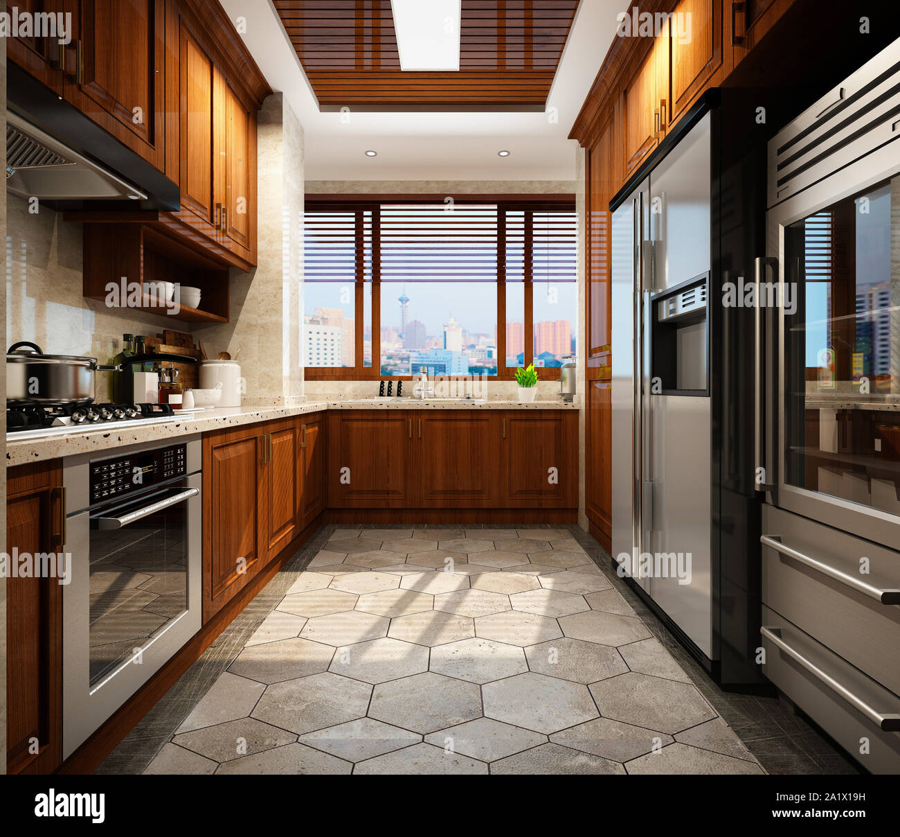 3d render of modern kitchen Stock Photo