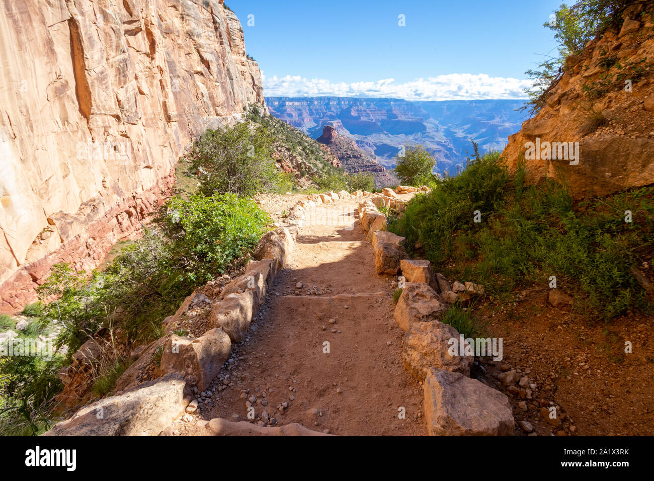 The Grand Canyon is a steep-sided canyon carved by the Colorado River in Arizona, United States. Travel destination, beautiful scenery, landscape. Hug Stock Photo