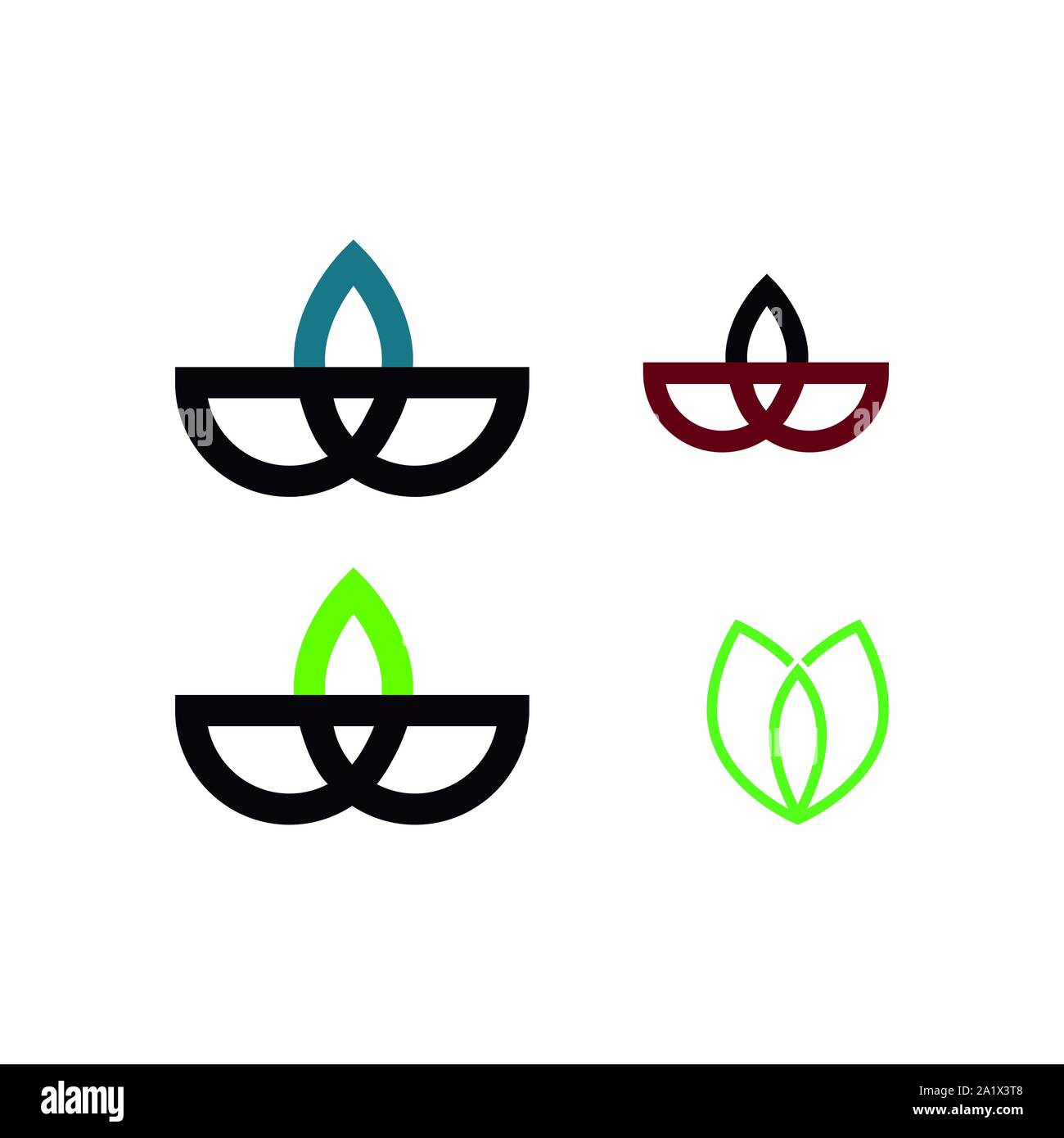 Abstract flower logo icon design. Elegant crown line symbol. Stock Vector