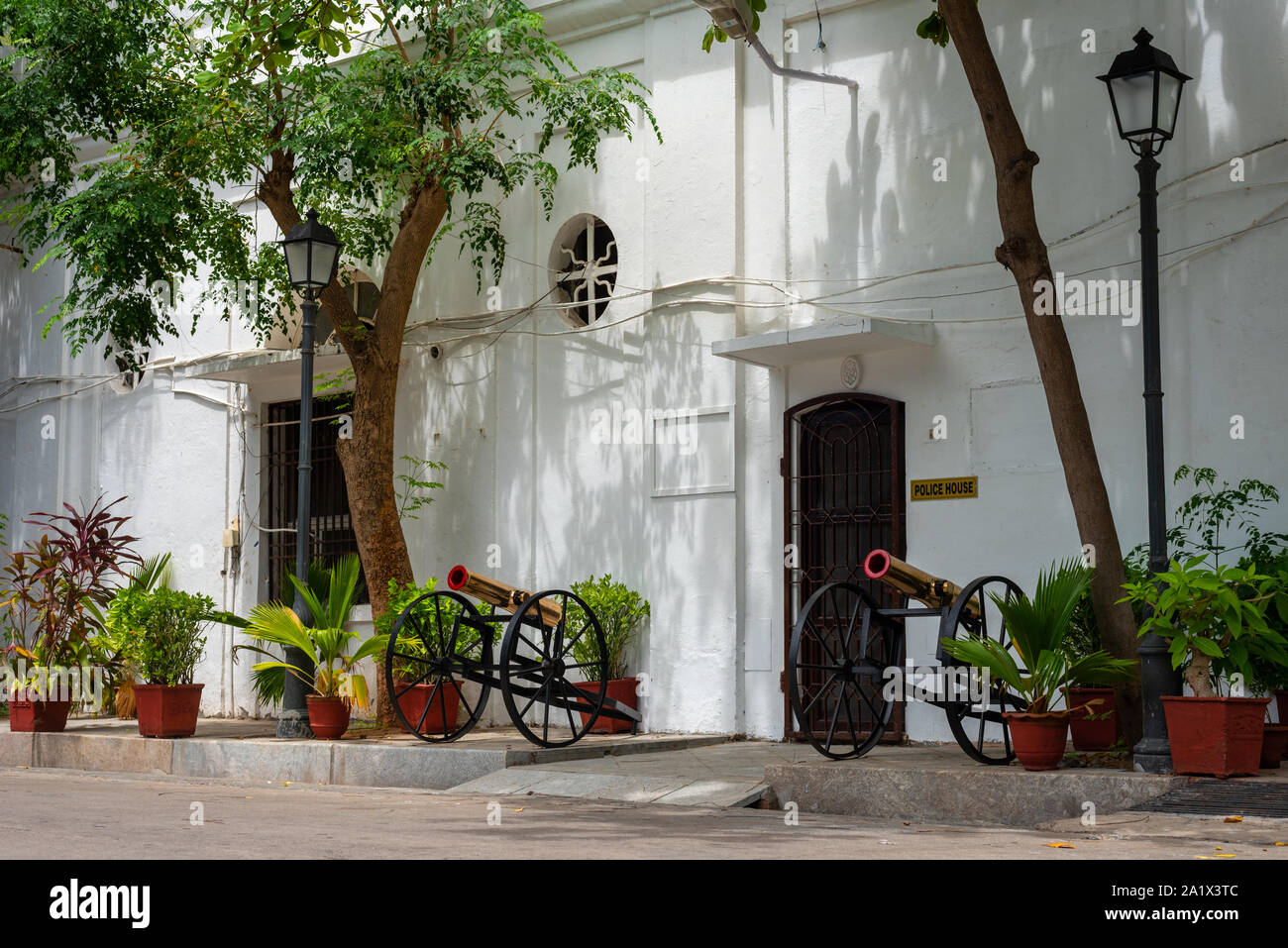 White Town, Pondicherry/India September 3 2019 Beautiful French Architecture and Buildings in