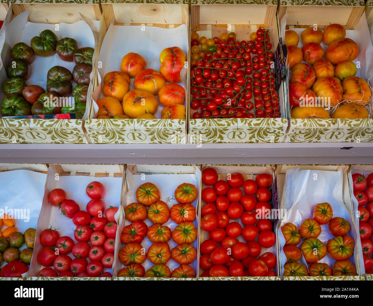 Tomatoes in Gordes in Provence, France. Stock Photo