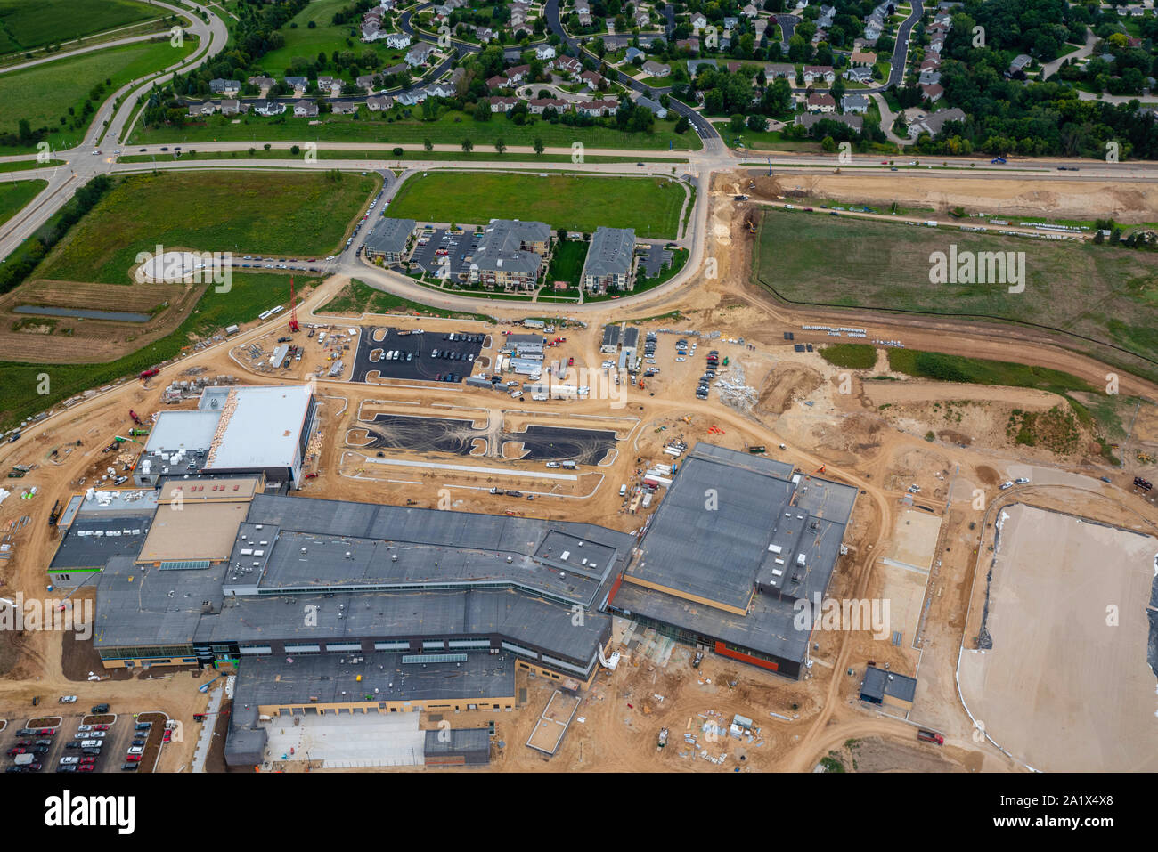 Aerial photograph of the new Verona Area High School, under