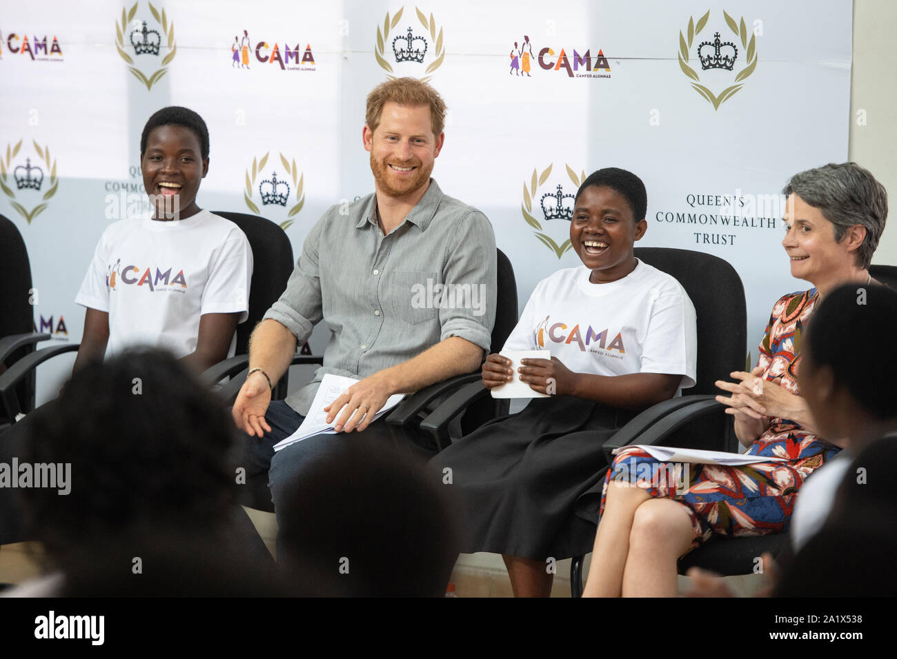 The Duke of Sussex during a visit to the Nalikule College of Education in  Lilongwe, Malawi, to see the work of the CAMA network supporting young  women in Malawi Stock Photo -