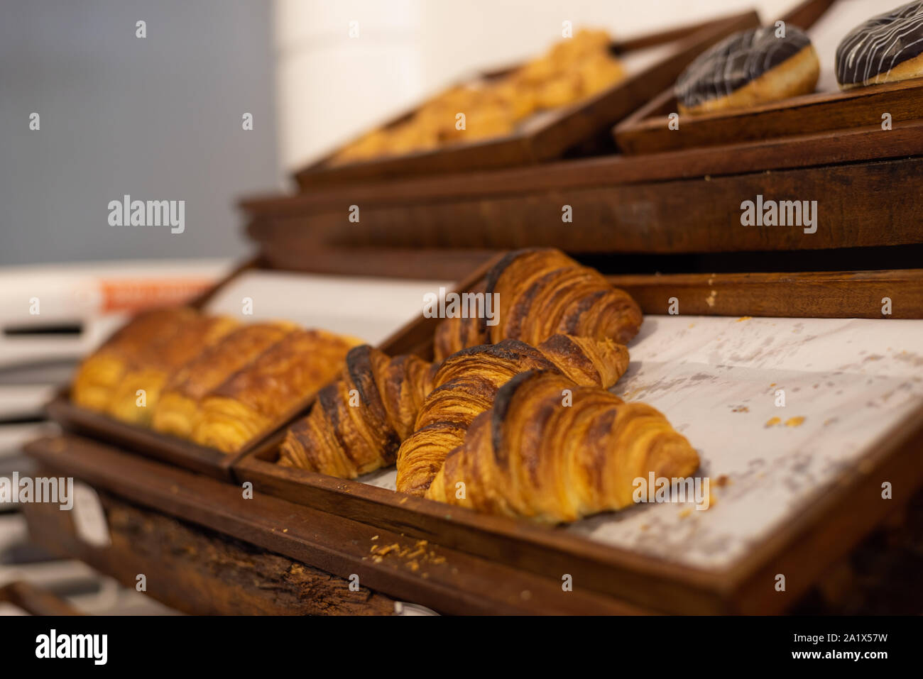 French Bakery items on a shelf for sale Stock Photo Alamy