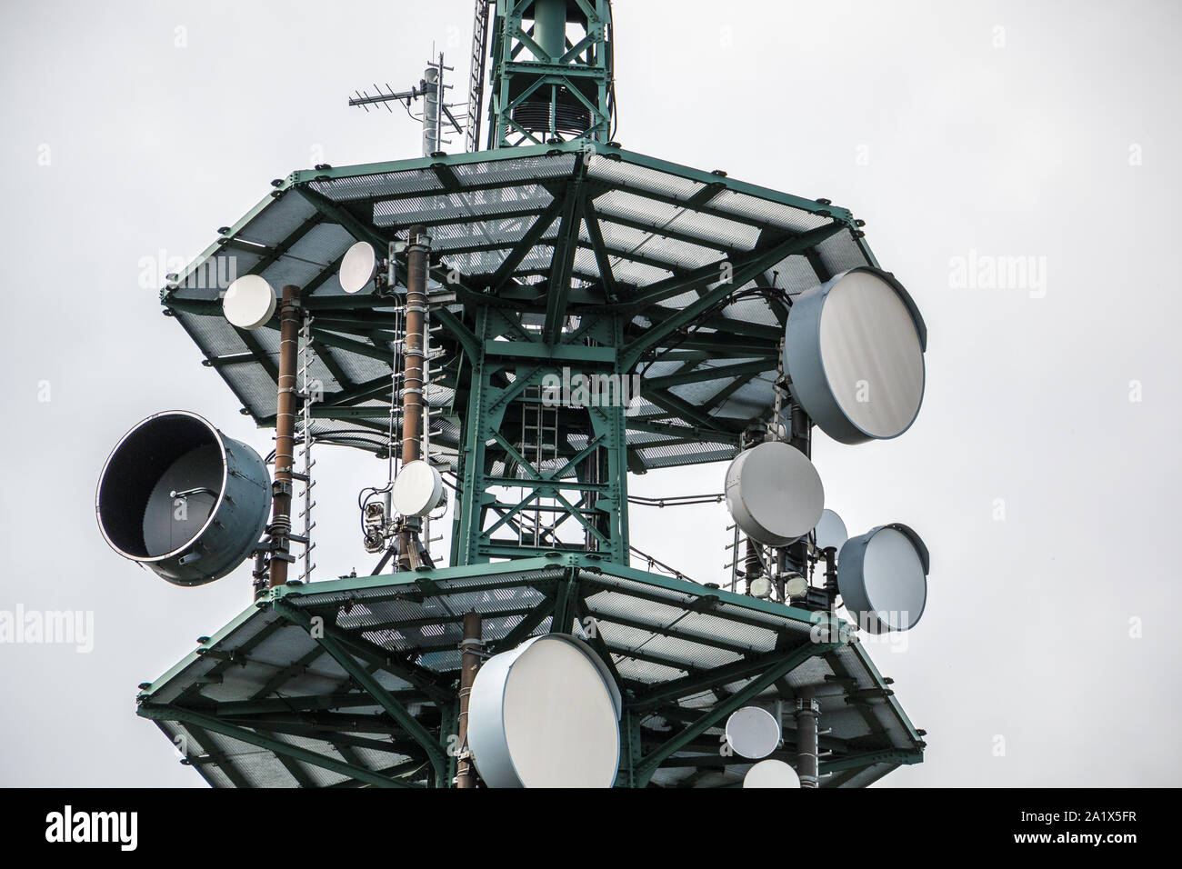 High transmitter mast for mobile services or secret services Stock