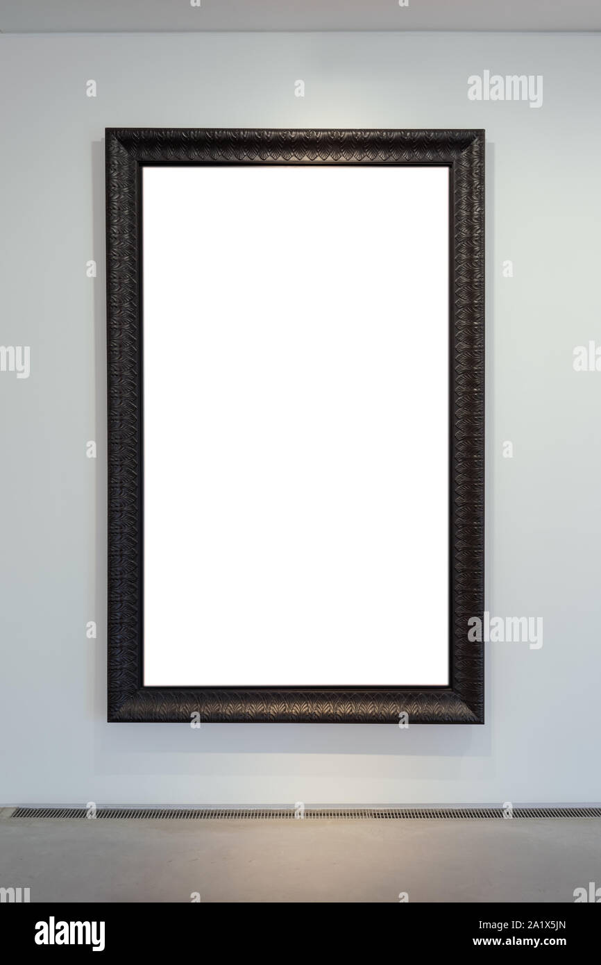 Art Gallery Museum Isolated Frame Contemporary White Wall Clipping Path Stock Photo
