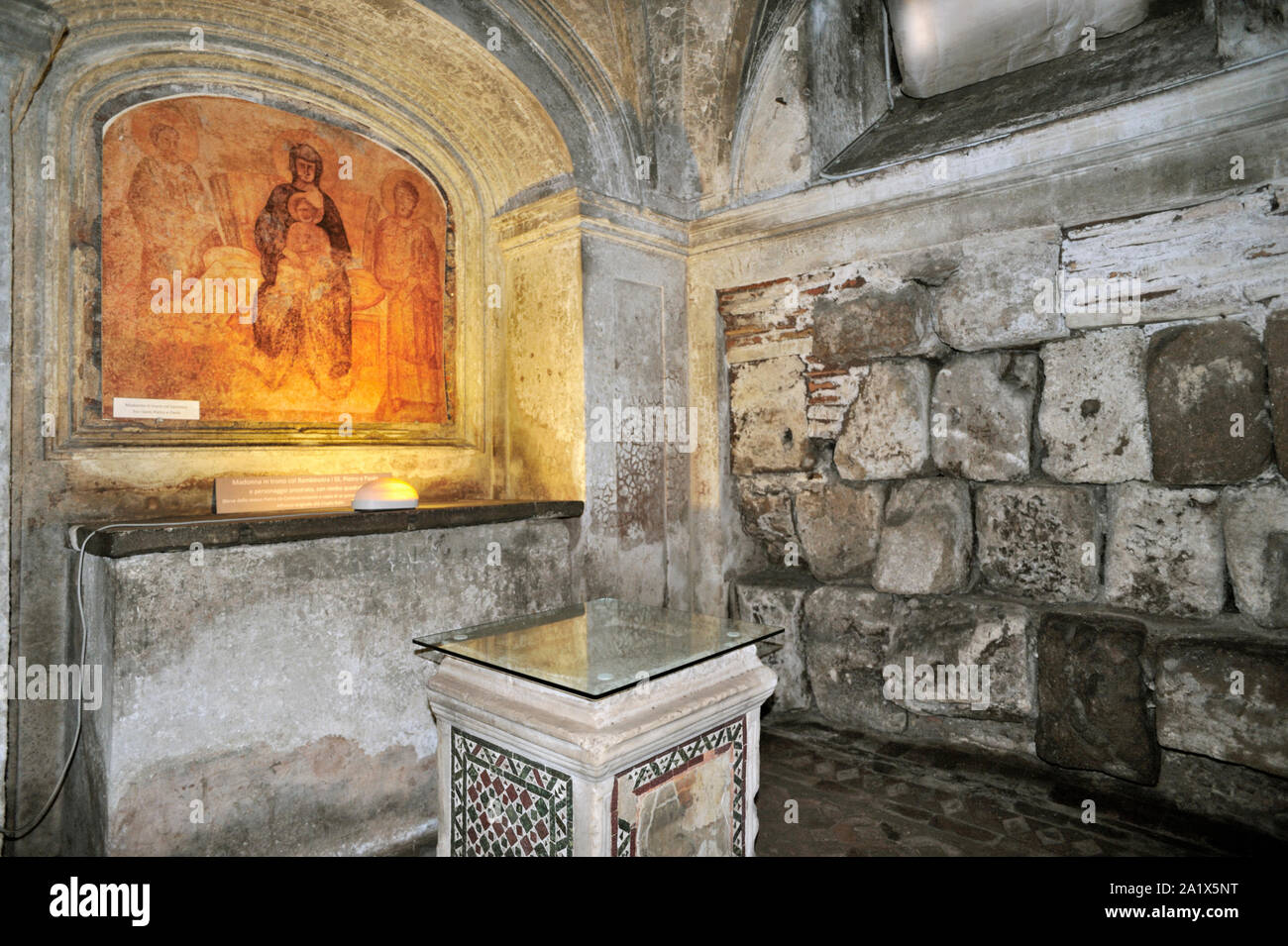 italy, rome, church of santa maria in via lata, subterranean roman building Stock Photo