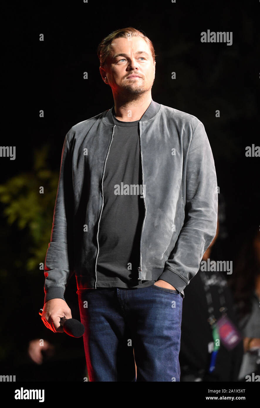 New York, NY, USA. 28th Sep, 2019. Leonardo DiCaprio at the 2019 Global Citizen Festival: Power The Movement in Central Park in New York on September 28, 2019. Credit: John Palmer/Media Punch/Alamy Live News Stock Photo