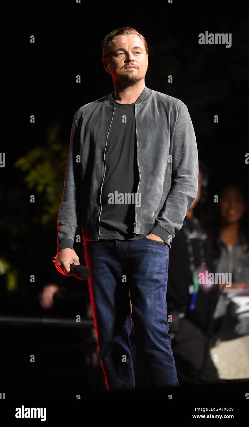 New York, NY, USA. 28th Sep, 2019. Leonardo DiCaprio at the 2019 Global Citizen Festival: Power The Movement in Central Park in New York on September 28, 2019. Credit: John Palmer/Media Punch/Alamy Live News Stock Photo