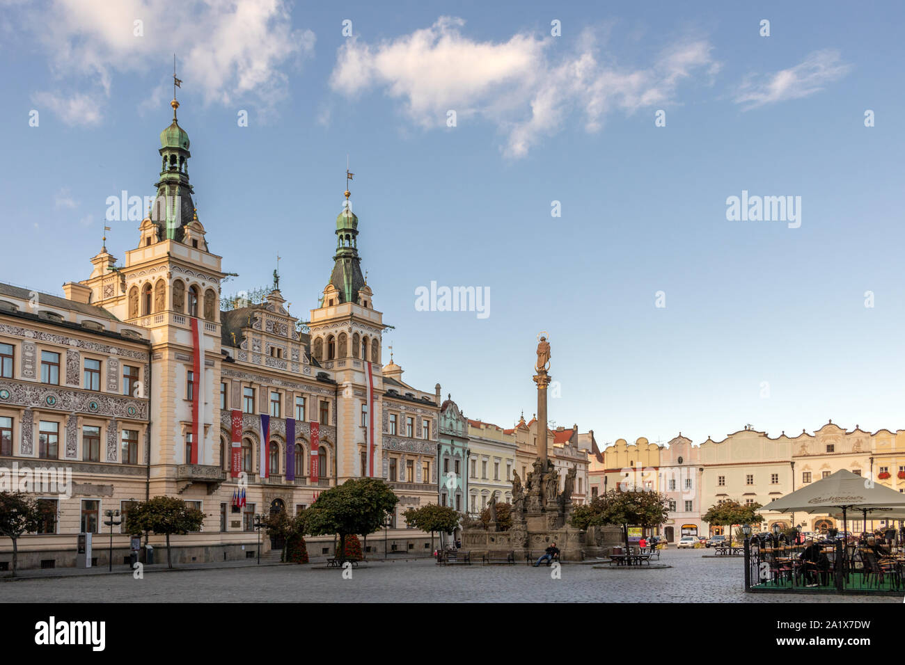 Photo of Pardubice historic Old Town Square in Czech Republic Stock Photo