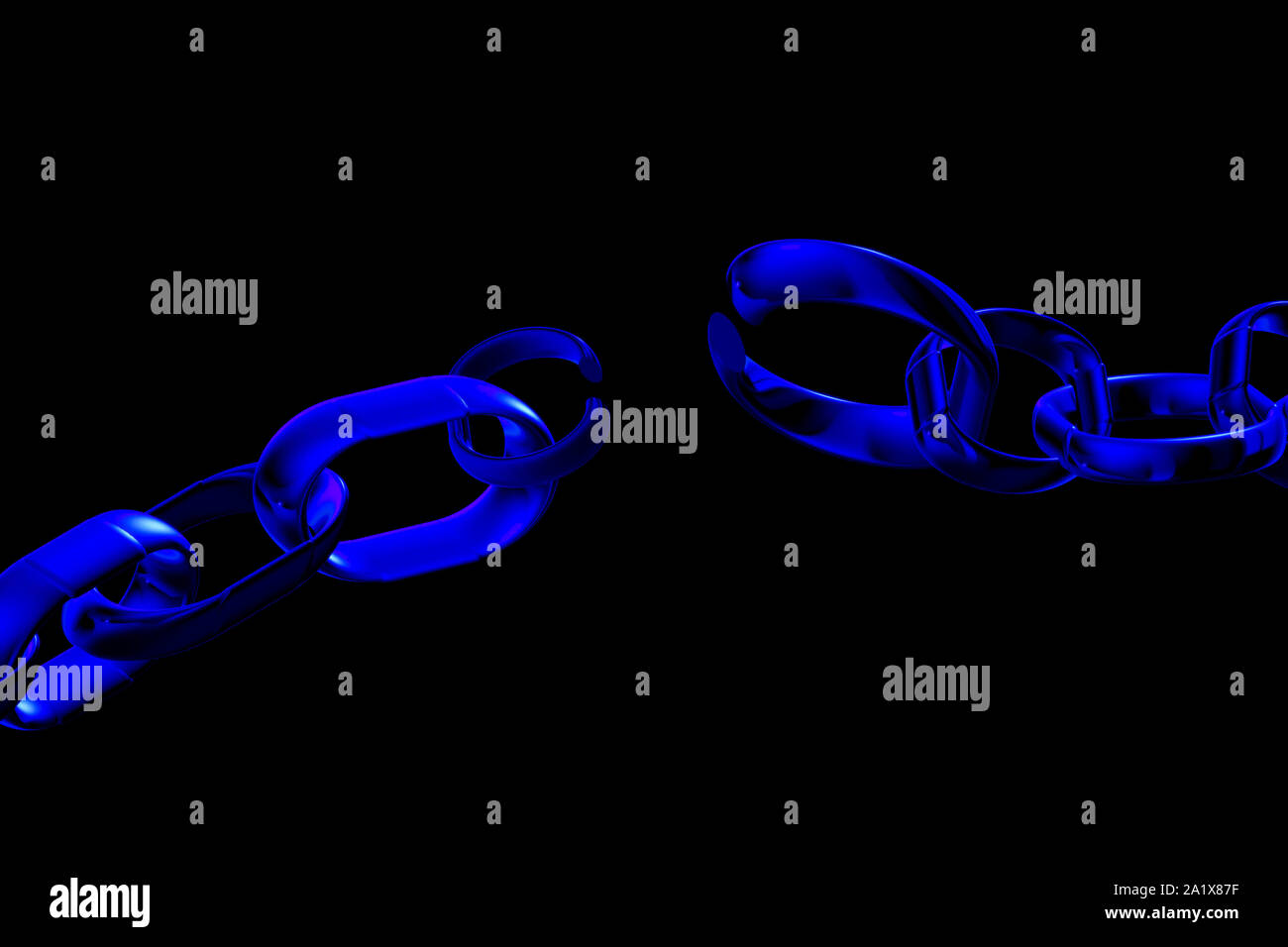Abstract background with copy space for text. Blue chain isolated on ...