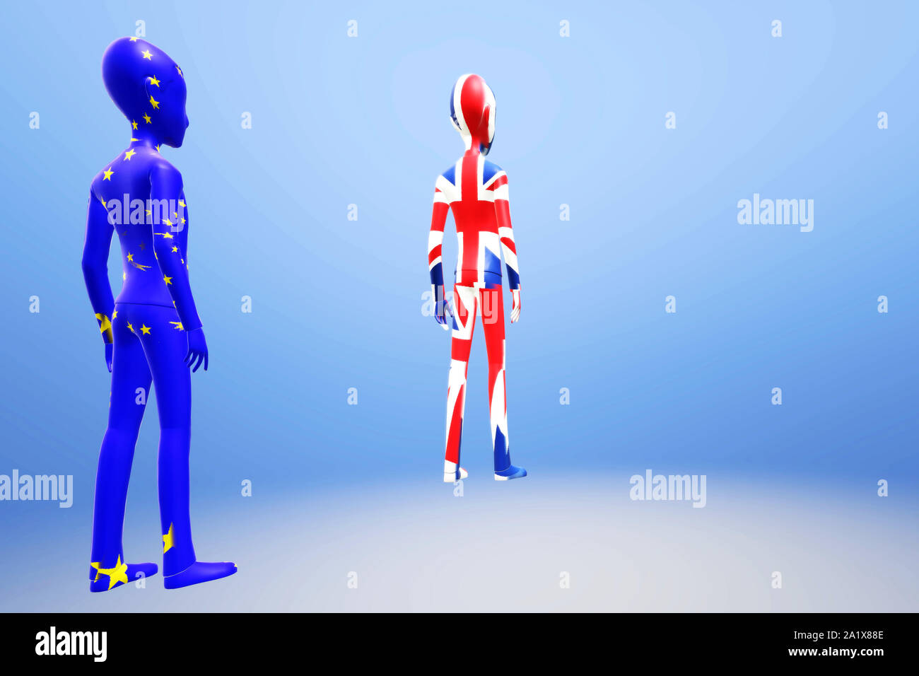 Conceptual illustration of brexit. UK leaves EU. 3D render. Stock Photo