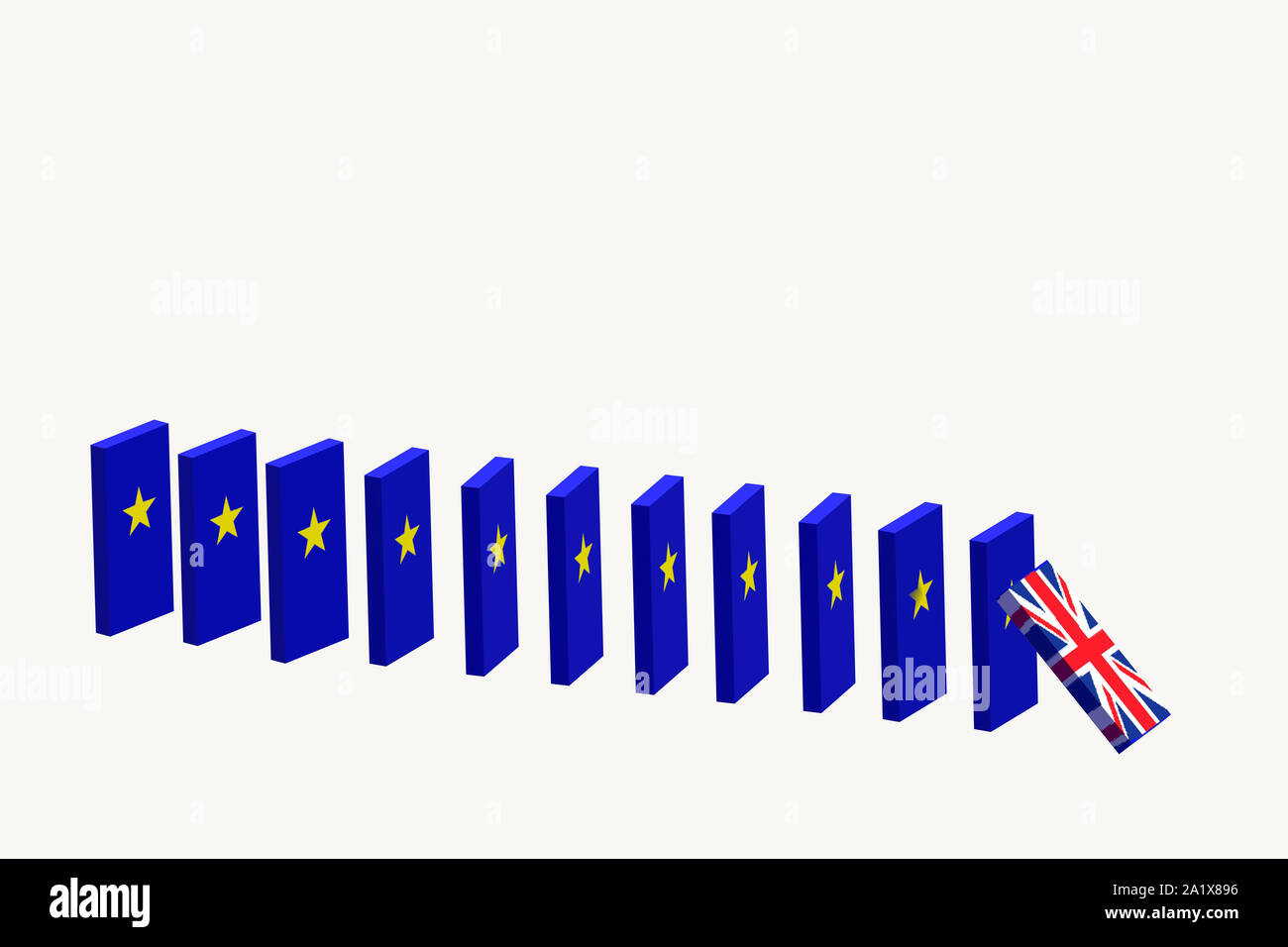 Brexit concept 3D render illustration. Domino effect Stock Photo - Alamy