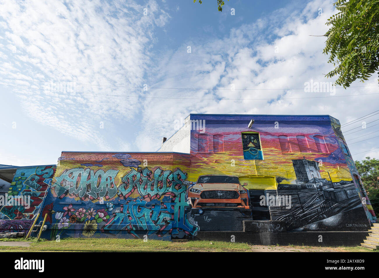 Wall art graffiti in downtown Detroit Stock Photo Alamy