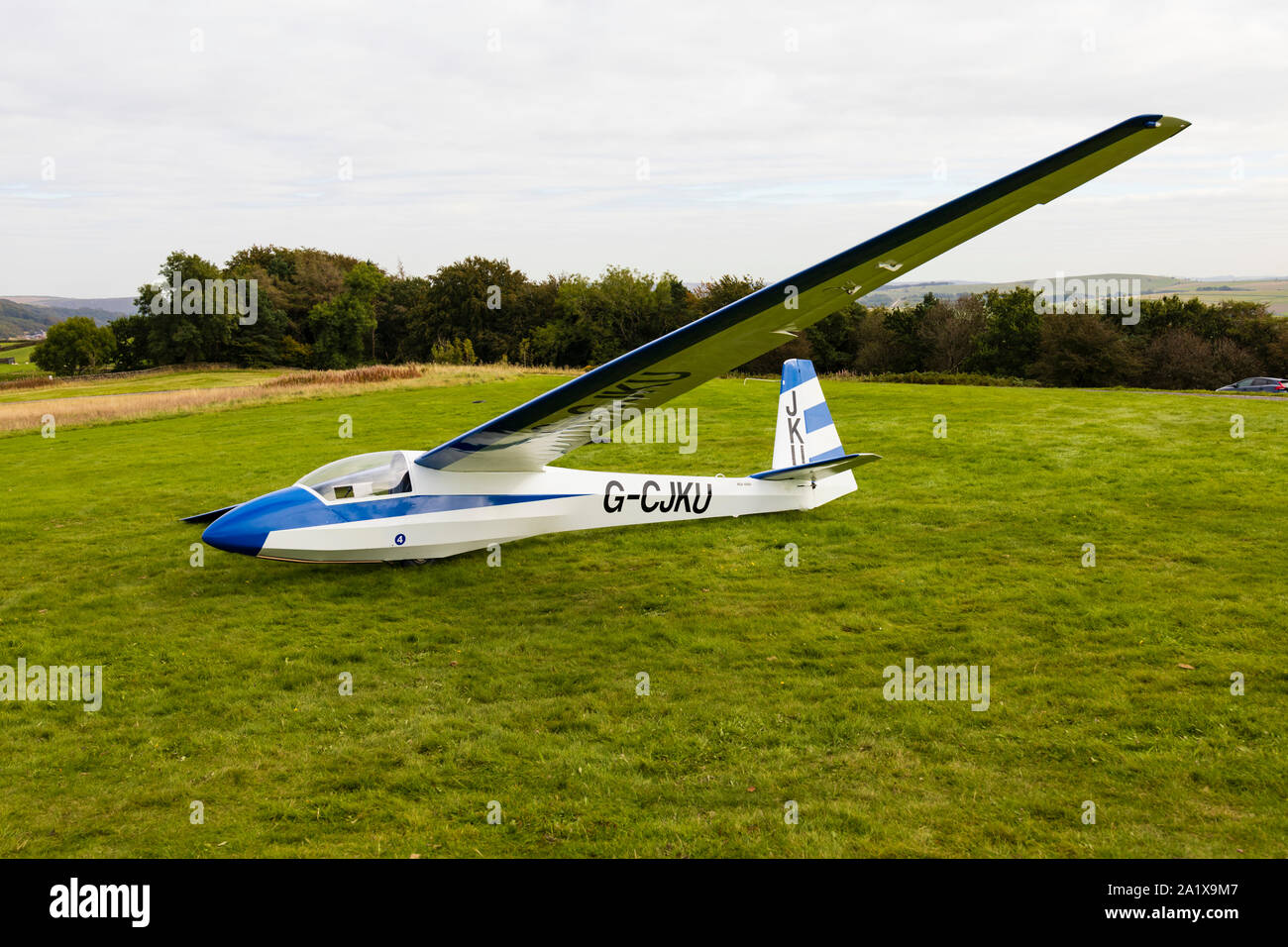 ASK 18 glider at Camphill gliding site, Derbyshire, England Stock Photo