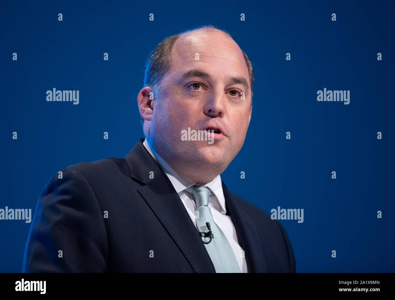 Manchester, UK. 29th September 2019. Ben Wallace, Secretary of State for Defence and MP for Wyre and Preston North speaks at day one of the Conservative Party Conference in Manchester. © Russell Hart/Alamy Live News. Stock Photo