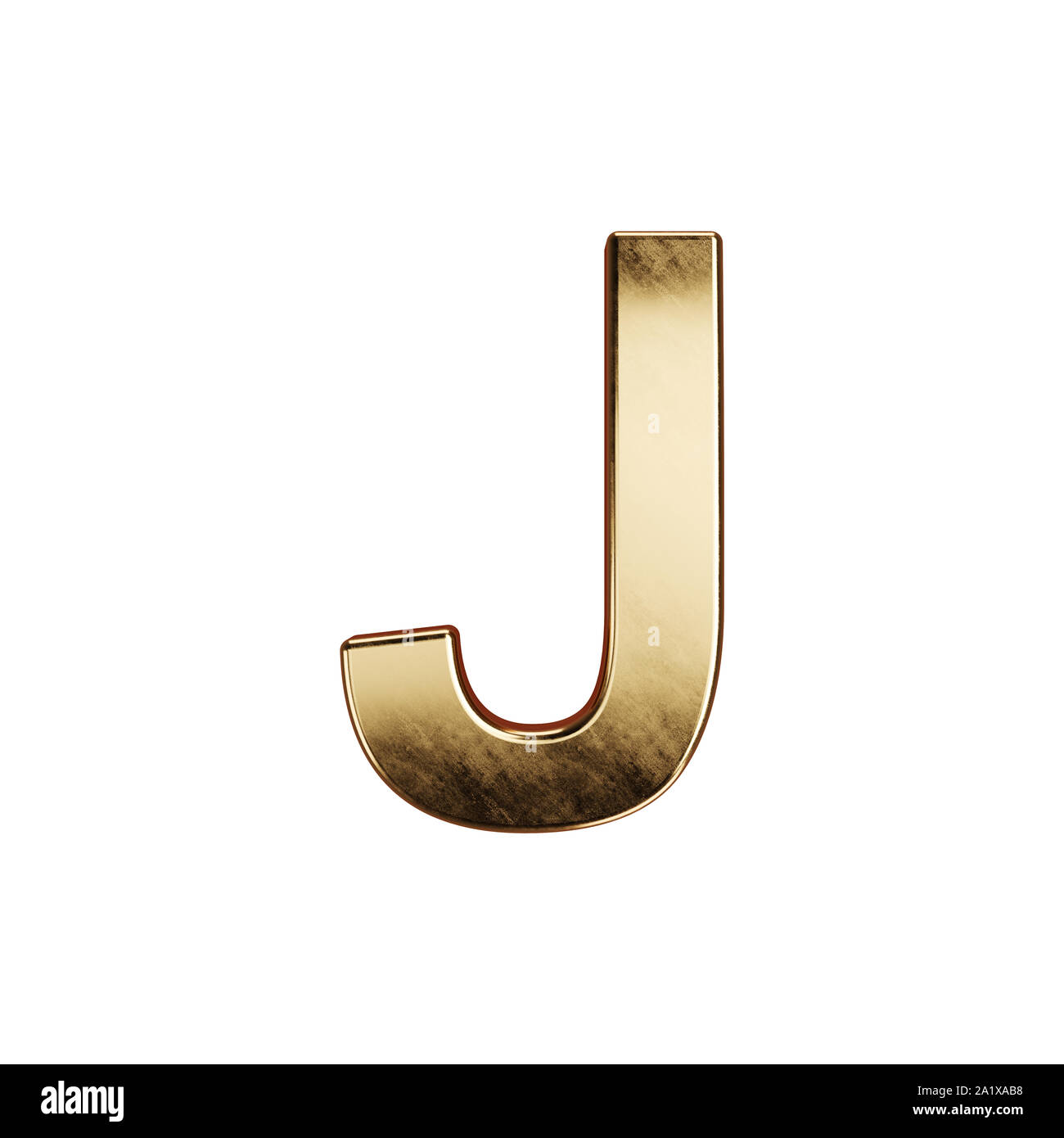3d render of golden alphabet letter simbol - J. Isolated on white ...