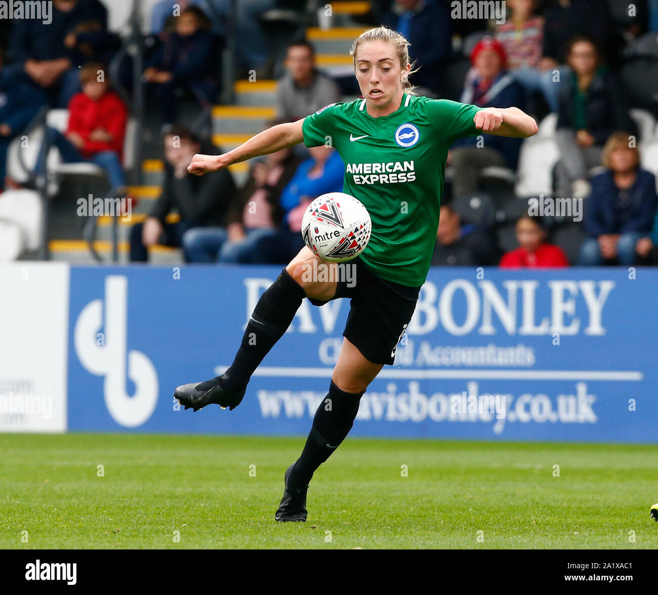 Boreham Wood, UK. 29th Sep, 2019. BOREHAMWOOD, ENGLAND - SEPTEMBER 29: Megan Connolly of Brighton and Hove Albion WFC during Barclay's FA Women's Super League match between Arsenal Women and Brighton and Hove Albion Women at Meadow Park Stadium on September 29, 2019 in Boreham wood, England Credit: Action Foto Sport/Alamy Live News Stock Photo